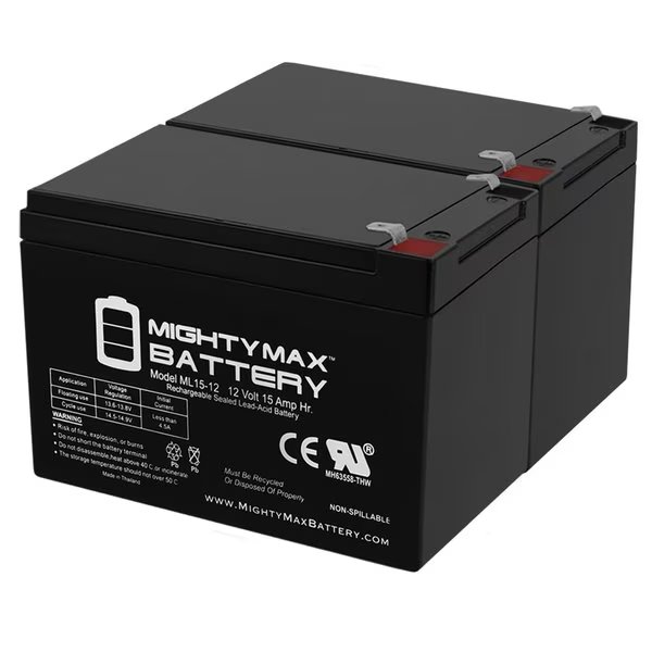 ML15-12 12V 15AH F2 BATTERY REPLACES Star II, XPort XTreme X360 Zooma - 2PK, Mighty Max Battery, Mfr#: MAX3438840